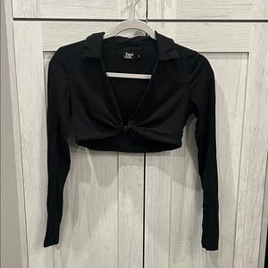 Tiger Mist Black Long Sleeve Crop Top